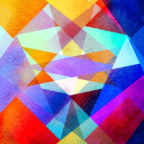 Fundo aquarela abstrato com objetos de cor geométrica — Fotografia de Stock
