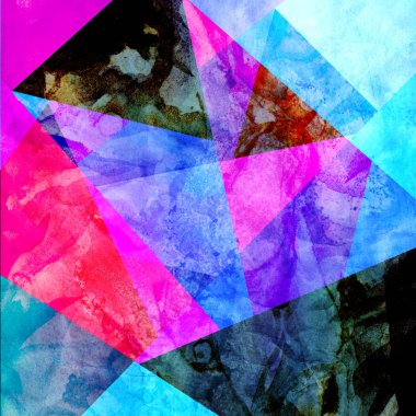 Suluboya arka plan ile geometrik renk nesneleri