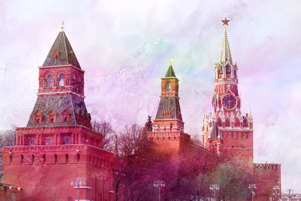 Photo of the beautiful Moscow Kremlin, the types of spring — Stock Photo, Image