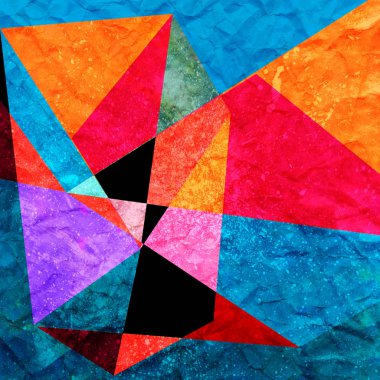 Farklı geometrik şekiller suluboya parlak arka plan.