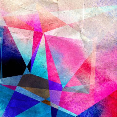 Farklı geometrik şekiller suluboya parlak arka plan.