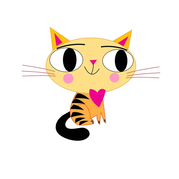 Rolig orange katt i kärlek vektor illustration — Stock vektor