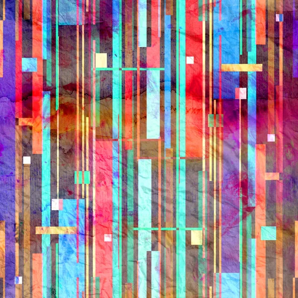 Abstract aquarel achtergrond met geometrische kleurobjecten — Stockfoto