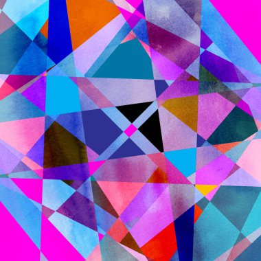 Suluboya arka plan ile geometrik renk nesneleri