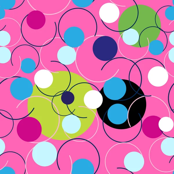 Nahtlose abstrakte helle Muster von Kreisen und Locken — Stockvektor