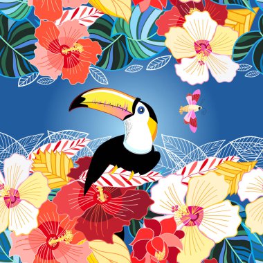 Vektör renk poster tropik ve renklerde toucan