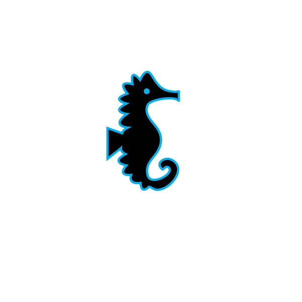 Icona vettoriale cavallo marino nero isolato — Vettoriale Stock