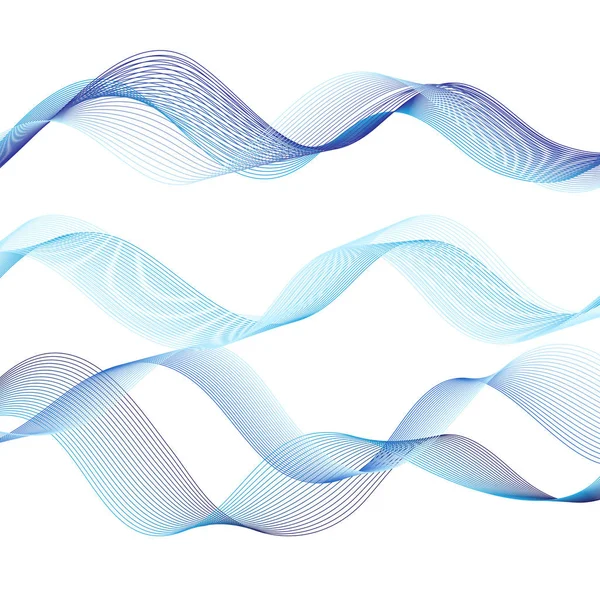 Gyönyörű kék hullámok fehér alapon — Stock Vector