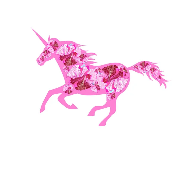 Rosa hermoso vector corriendo unicornio — Vector de stock
