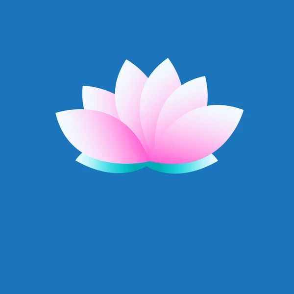 Vector symbol pink lotus on blue background — Stock Vector