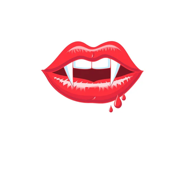 Illustration vector lovely red shiny vampire lips — Stock Vector