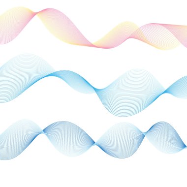 Beyaz arka planda ince vektör mavi dalga izole