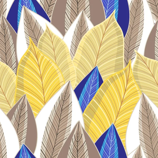 Vector seamless pattern of autumn golden leaves — Stock Vector