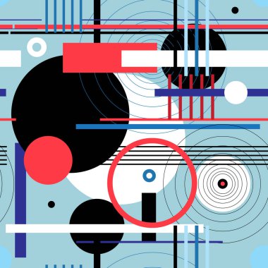 Çevrelerde ve dikdörtgenlerin Dikişsiz parlak geometrik soyut deseni.