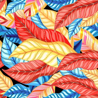 Renkli güzel yaprakları ile Dikişsiz parlak sonbahar vektör deseni