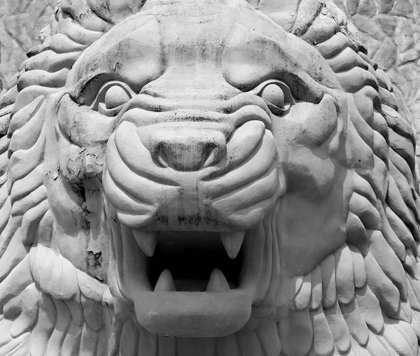 Foto retrato de escultura de león blanco hermoso —  Fotos de Stock