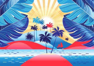 palmiye ağaçları ile yaz tropikal peyzaj