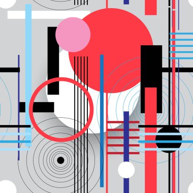 Çevrelerde ve dikdörtgenlerin Dikişsiz parlak geometrik soyut deseni.