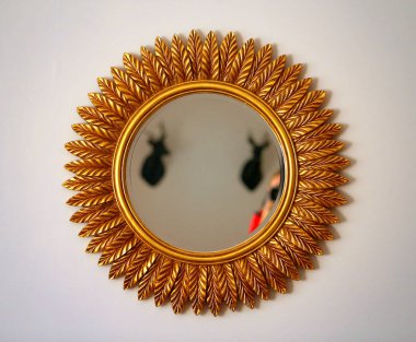 Macro photo of a beautiful golden mirror clipart