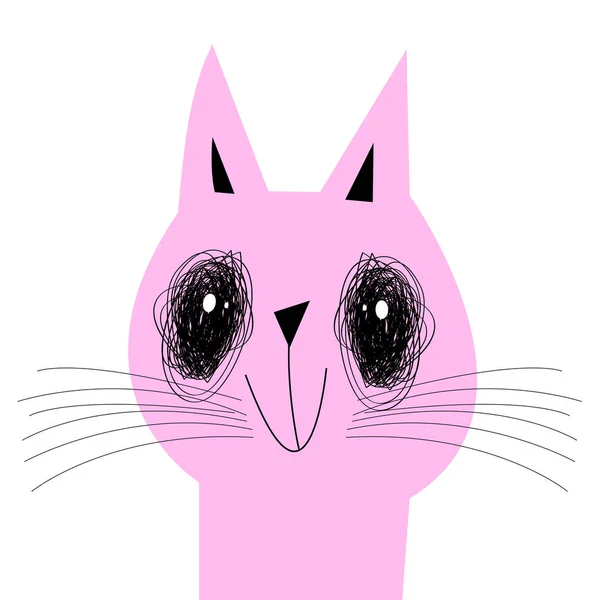 Vektor rosa Katze auf weißem Hintergrund — Stockvektor