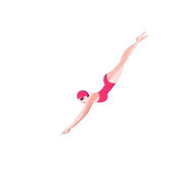 Beyaz arka planda zıplayan bir yüzücünün vektör işareti