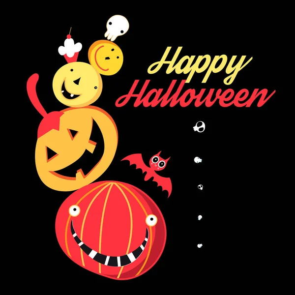 Manifesto di auguri di Halloween vettoriale con zucche — Vettoriale Stock