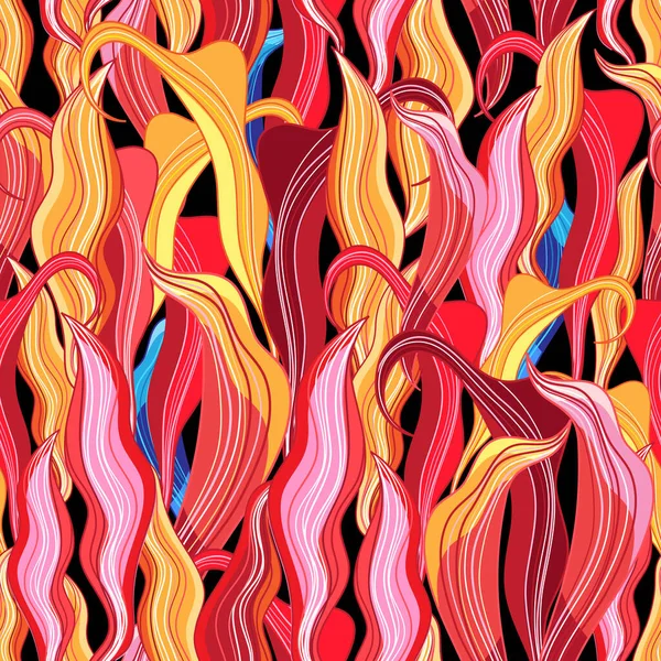 Απρόσκοπτη όμορφη πύρινη πολύχρωμη floral μοτίβο — Διανυσματικό Αρχείο
