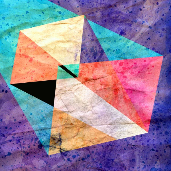 Абстрактный акварельный фон с геометрическими цветовыми объектами — стоковое фото