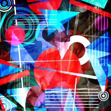 Suluboya arka plan ile geometrik renk nesneleri