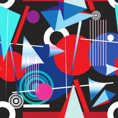 Geometrik dairesel üçgen tasarım elementlerinin kusursuz grafik deseni