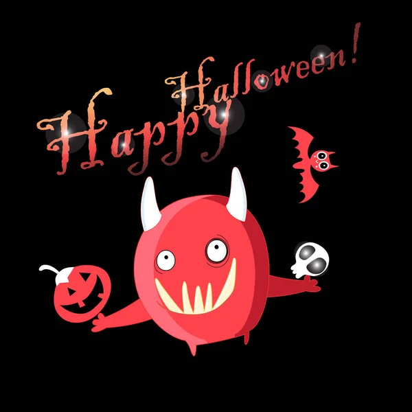 Vector Postcard Monsters Skull Halloween Dark Background — Stock Vector