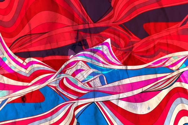 Wawatercolor Ілюстрація Графічними Лінійними Хвилями Строкестровими Ілюстраціями Графічними Лінійними Хвилями — стокове фото