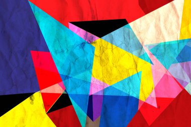 Geometrik nesnelerle soyut retro raster renk arkaplanı
