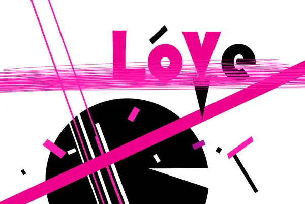 Illustration Vectorielle Typographie Par Lettres Amour Sur Fond Géométrique Rouge — Image vectorielle