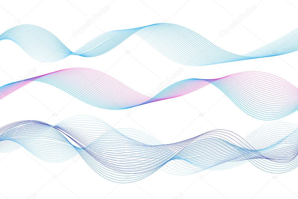 Vector blue wave lines isolated on a white background. Design for web pages and sites.
