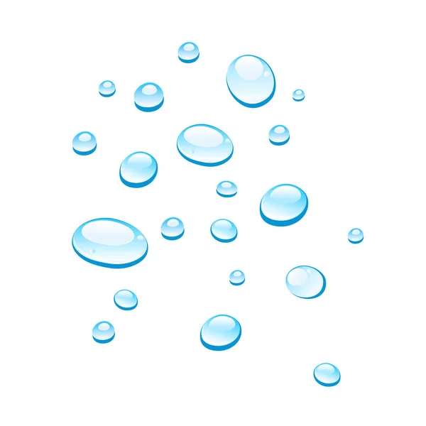 Gouttes Eau Vectorielles Bleues Isolées Sur Fond Blanc — Image vectorielle