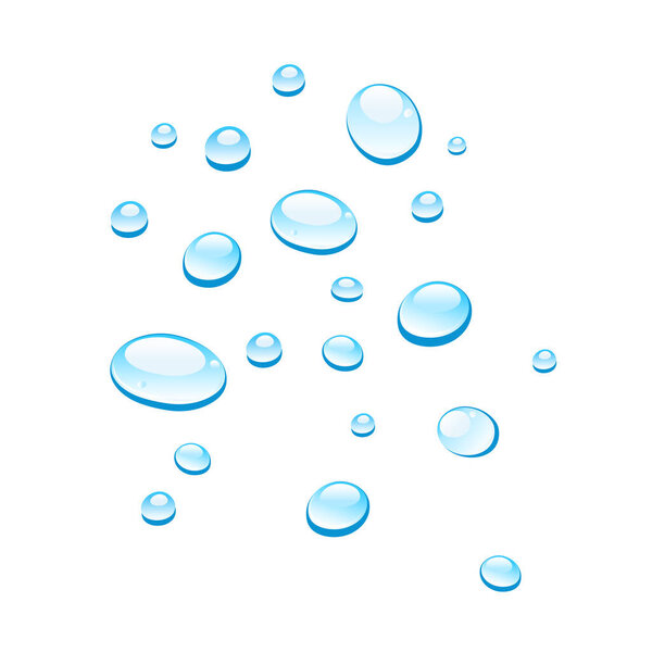 Vector blue water drops isolated on a white background