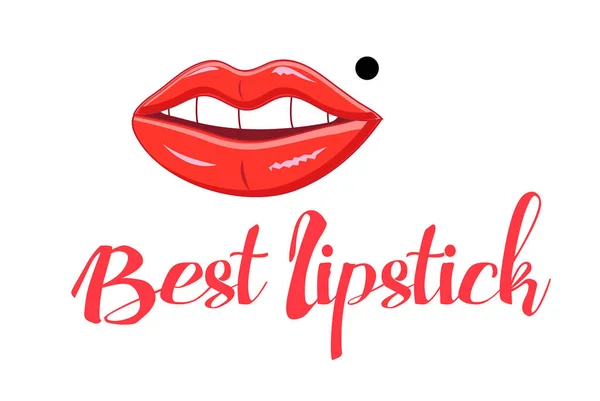 Vektor-Ikone mit roten Lippen — Stockvektor