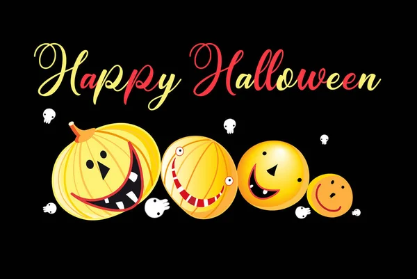 Cartão Halloween Com Abóboras Fundo Escuro —  Vetores de Stock