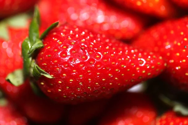 Foto Macro Vermelho Fundo Morango — Fotografia de Stock