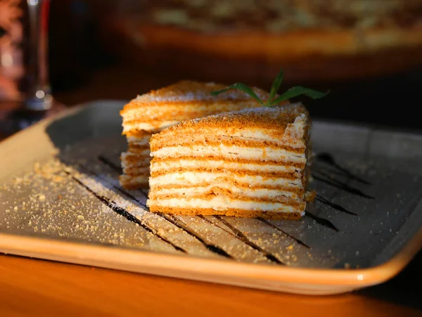 Makrofoto Des Süßen Honigkuchens — Stockfoto