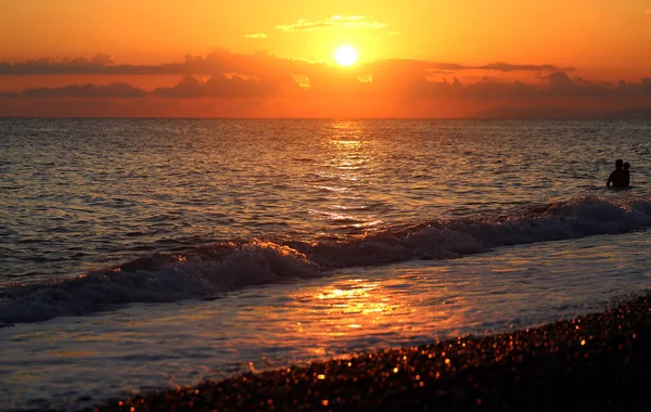 Foto Ett Vackert Havslandskap Vid Solnedgången Bilder För Webbplatsen Eller — Stockfoto