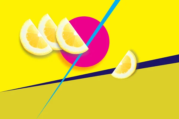 Imagem Colagem Arte Pop Com Frutas Geometria Para Site — Fotografia de Stock