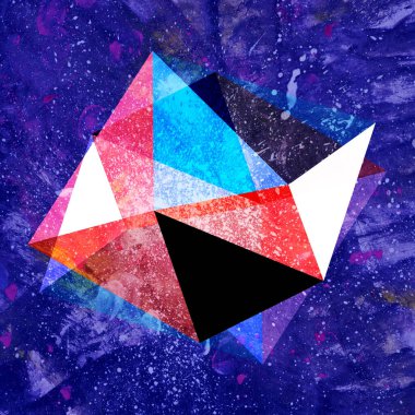 Geometrik nesnelerle soyut retro suluboya arkaplanı