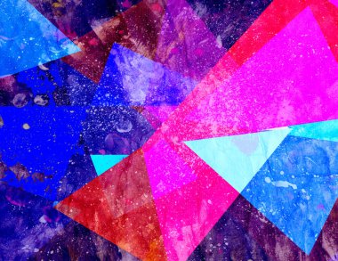 Geometrik parlak nesnelerin suluboya arka planı. Bir site veya reklam için arkaplan örneği.