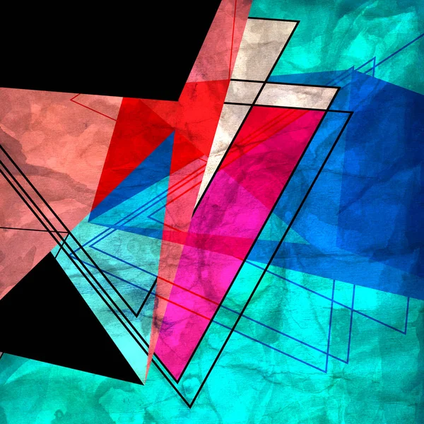 Abstract Retro Raster Kleur Achtergrond Met Geometrische Objecten — Stockfoto