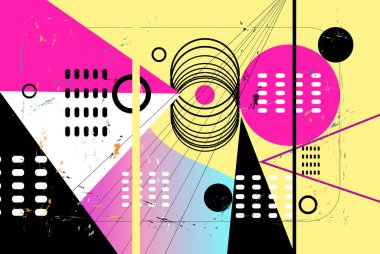 Retro arka planda farklı geometrik elementlere sahip soyut vektör arkaplanı.