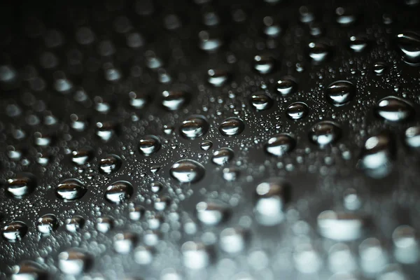 Water Droplets Chrome Metallic Surface Abstract Macro — Stock Photo, Image