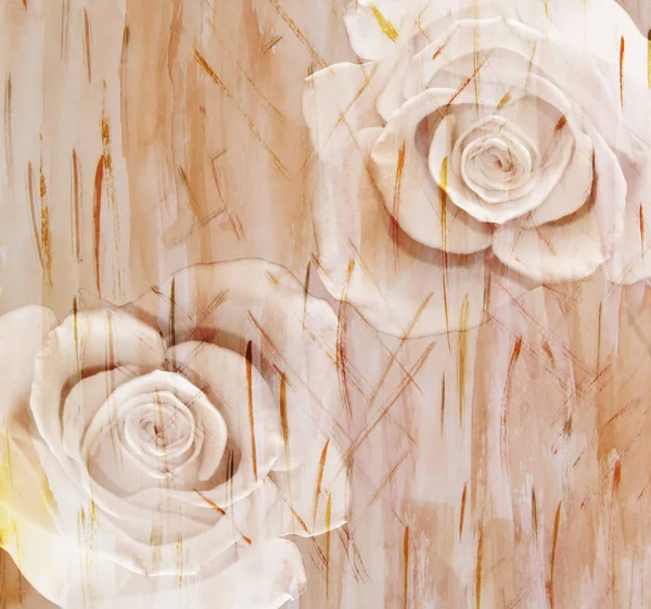Scenic akvarelli näyttäviä kukka tausta ruusuja, tehty — kuvapankkivalokuva