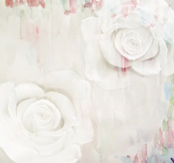 Escénica acuarela espectacular fondo de flores con rosas, hecha Imágenes de stock libres de derechos